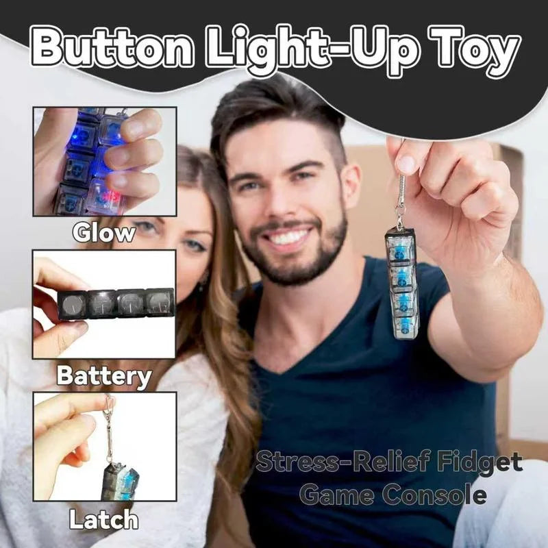 Glowing Keyboard Stress Relief Toy, Keychain, 4-in-1 Stress Relief Button Keychain, Stress-Relieving Fingertip Clicker, Transparent Color, Car Keychain
