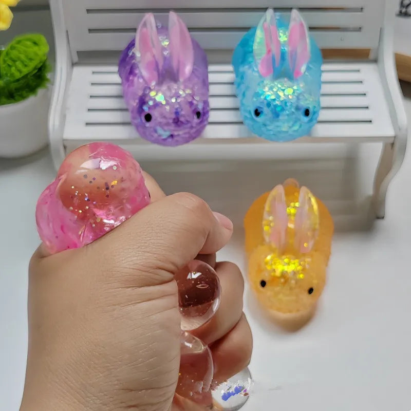 kids Anti-stress Soft TPR Slow Rebound Sequins Maltose Pinch Toy Stress Relief Elastic Squeezing Colored rabbit Decompression