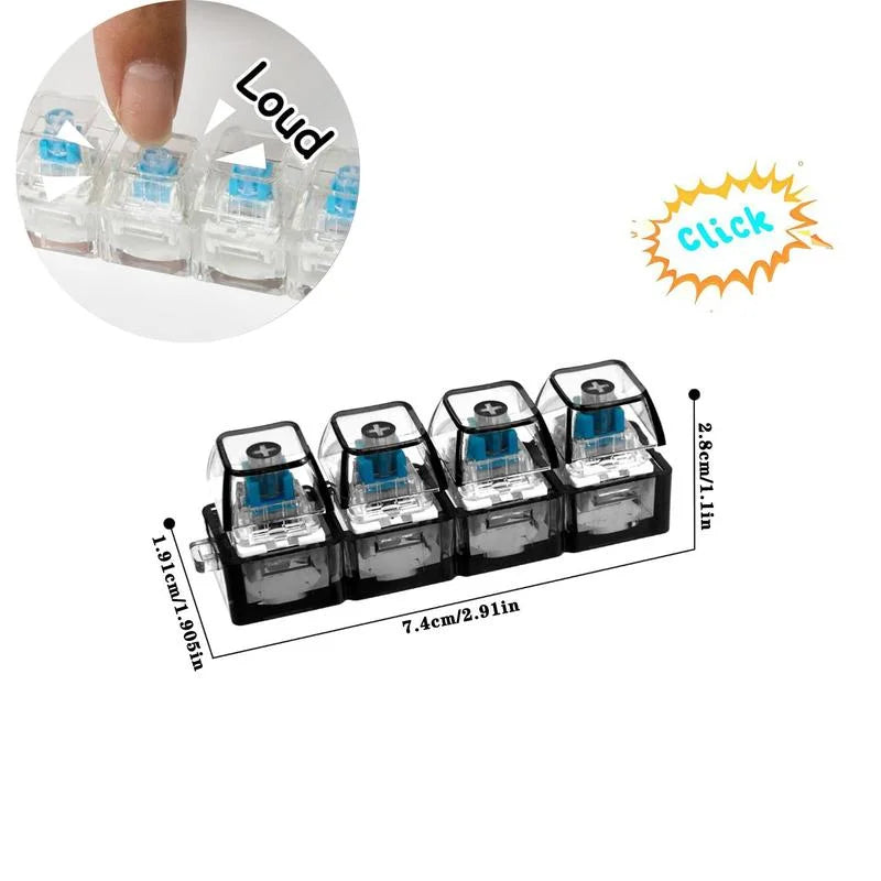 Glowing Keyboard Stress Relief Toy, Keychain, 4-in-1 Stress Relief Button Keychain, Stress-Relieving Fingertip Clicker, Transparent Color, Car Keychain