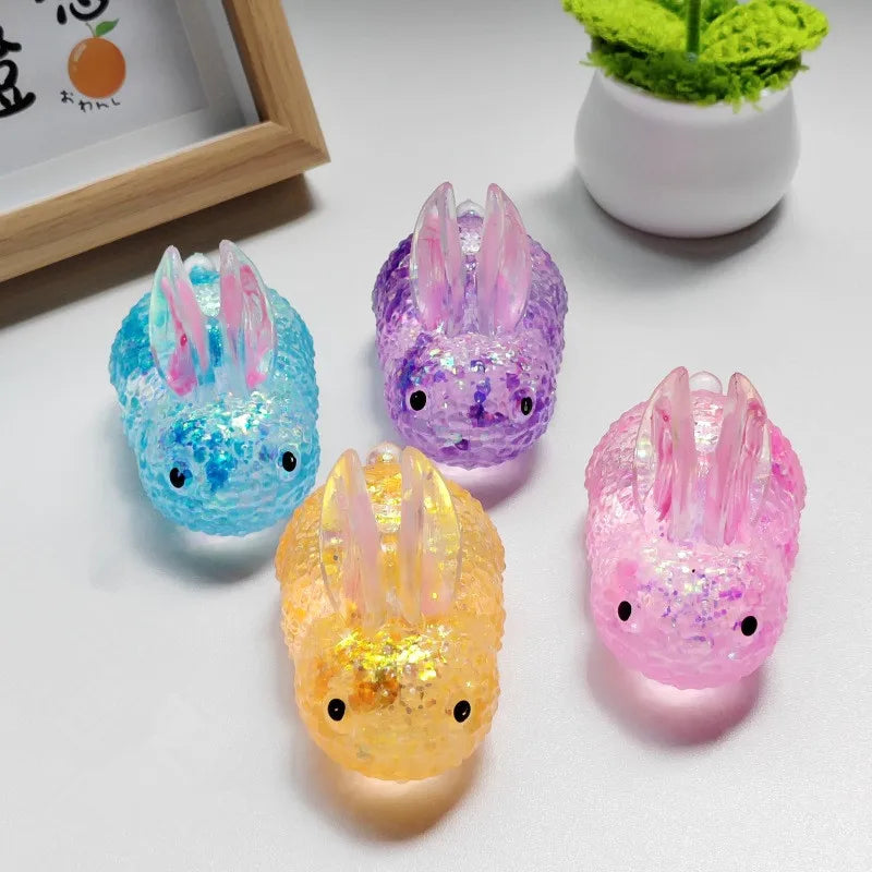 kids Anti-stress Soft TPR Slow Rebound Sequins Maltose Pinch Toy Stress Relief Elastic Squeezing Colored rabbit Decompression