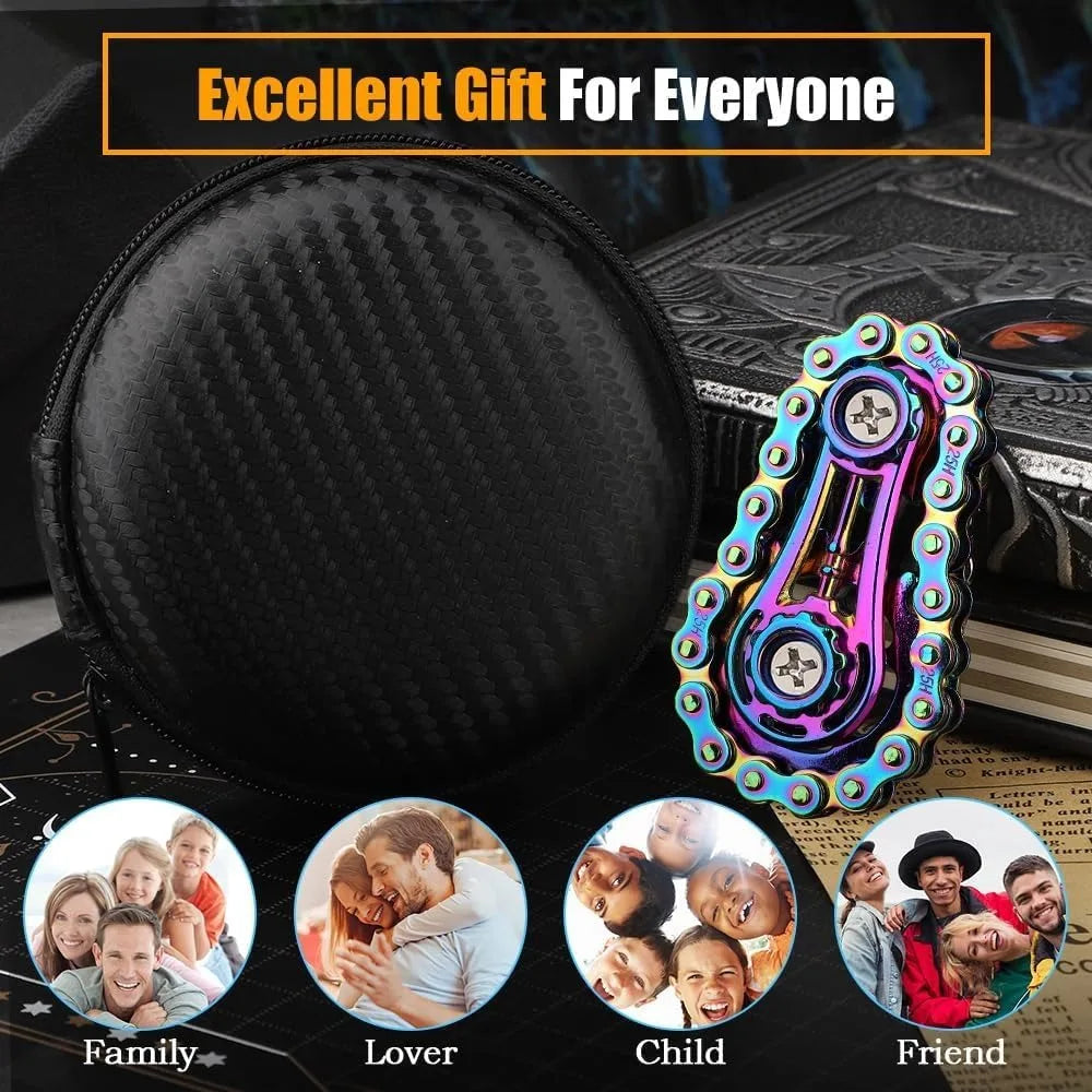 Fidget Chain,Sensory Bike Chain EDC Anti Stress Relief Anxiety Metal Fidget Finger Hand Spinner Toys For Kids Adults ADHD Autism