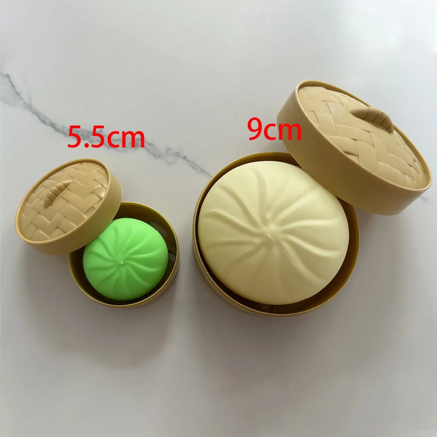 Colorful Dumpling Squishes Stress Balls Fidget Sensory Toys Simulation Food Squishies Bun with Steamer Squeeze Dough Ball Gifts