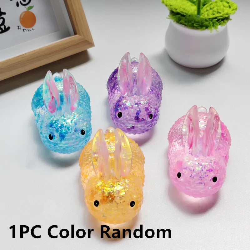 kids Anti-stress Soft TPR Slow Rebound Sequins Maltose Pinch Toy Stress Relief Elastic Squeezing Colored rabbit Decompression