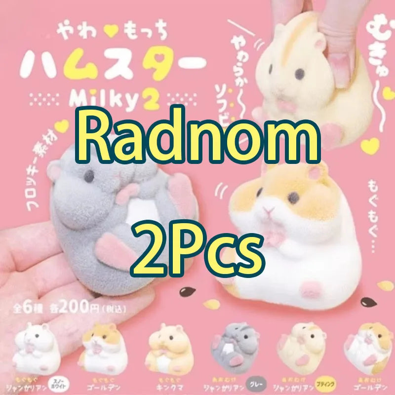 Gashapon Capsule Toy Kawaii Fatty Milky Soft Hamster Cute Flocking Plush Dolls Squeeze Anti Stress Relief Squishy Kids Gifts