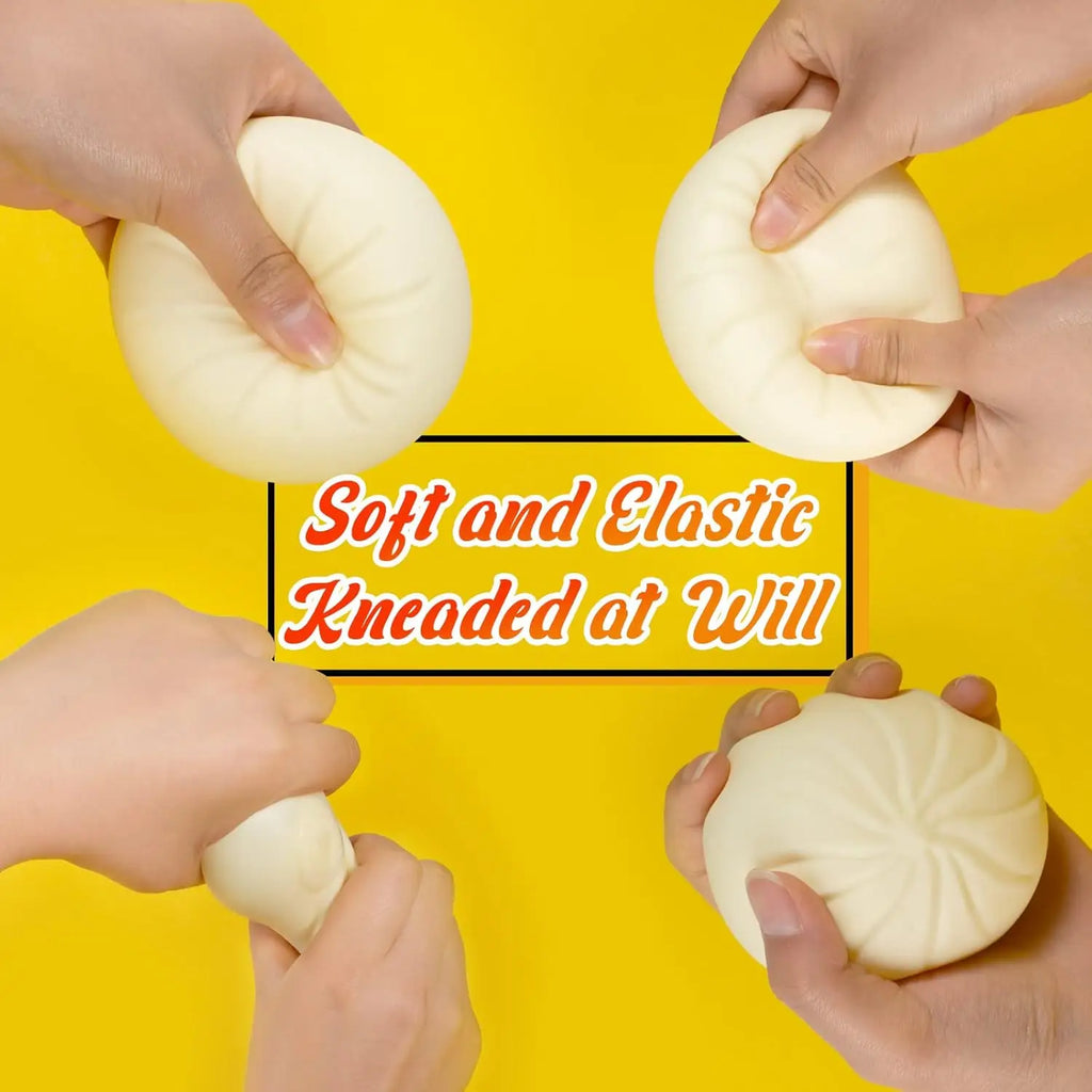 Colorful Dumpling Squishes Stress Balls Fidget Sensory Toys Simulation Food Squishies Bun with Steamer Squeeze Dough Ball Gifts