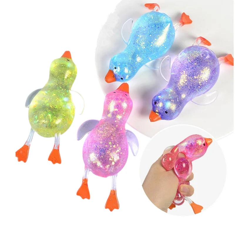 Maltose Colorful Aurora Duck Squeeze Toy Soft Cute Animal Stress Relief Decompression Stretch Toy for Adults And Children Gift