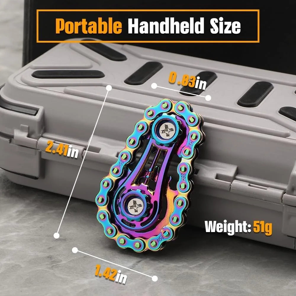 Fidget Chain,Sensory Bike Chain EDC Anti Stress Relief Anxiety Metal Fidget Finger Hand Spinner Toys For Kids Adults ADHD Autism